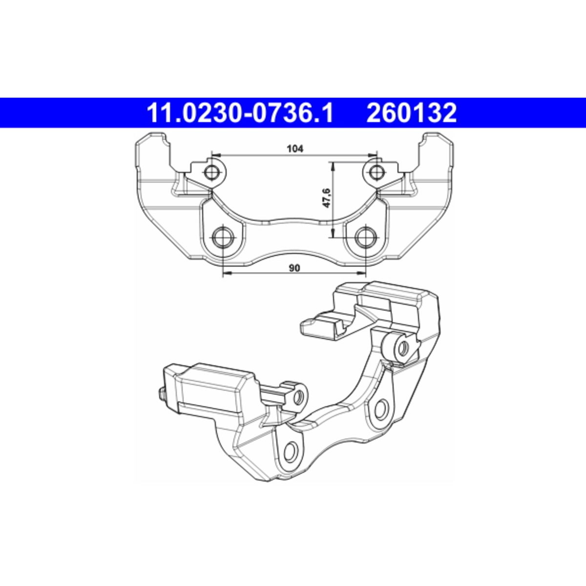 Supporto, pinza freno ATE 11.0230-0736.1