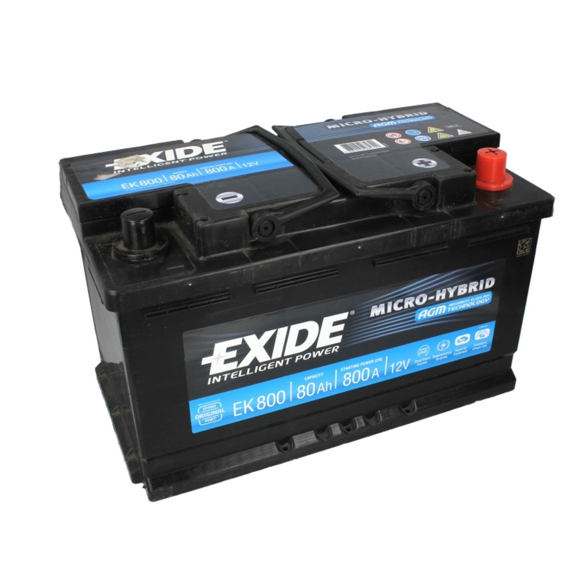 Akumulator EXIDE MICROHYBRID AGM EK800 80Ah 800A P+