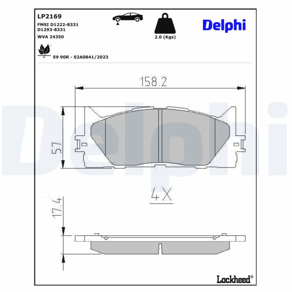 Delphi Bremsbelagsatz Lp2169, Vorne