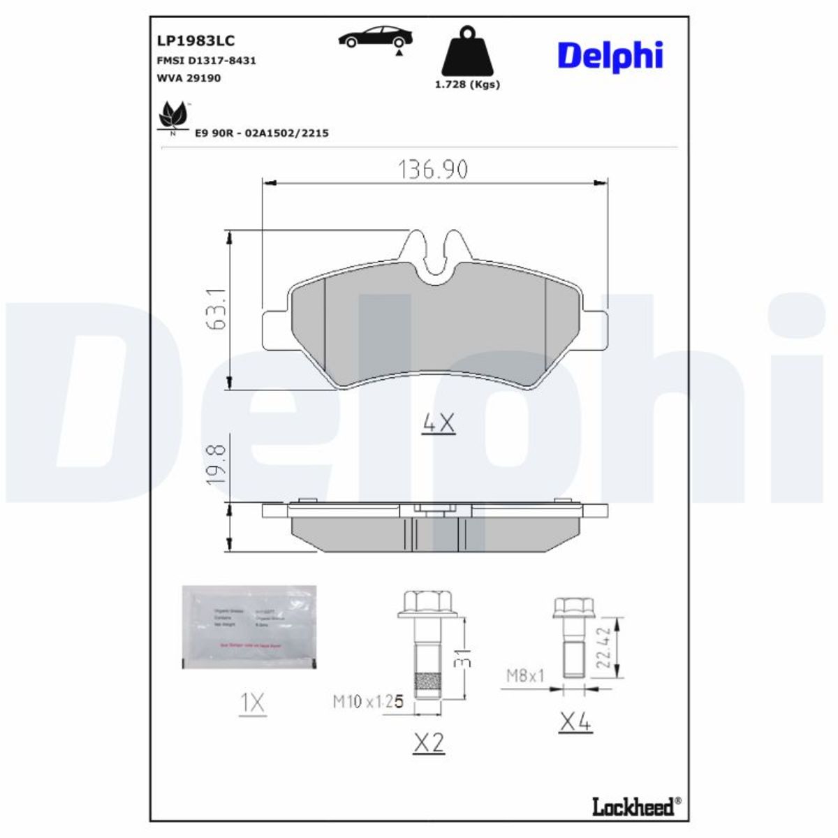 Bremsbelagsatz DELPHI LP1983LC