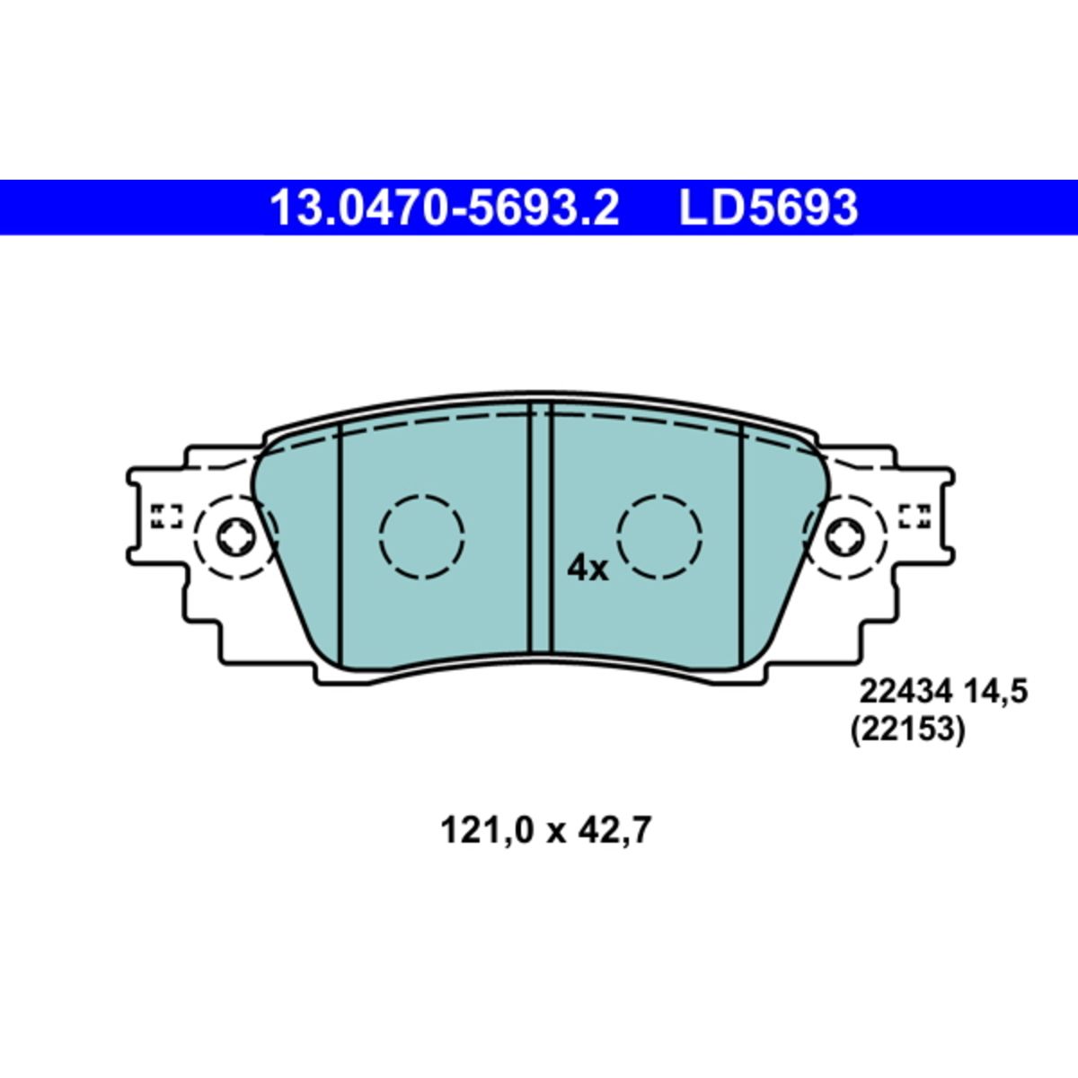 Bremsbelagsatz ATE 13.0470-5693.2, Hinten, Keramik