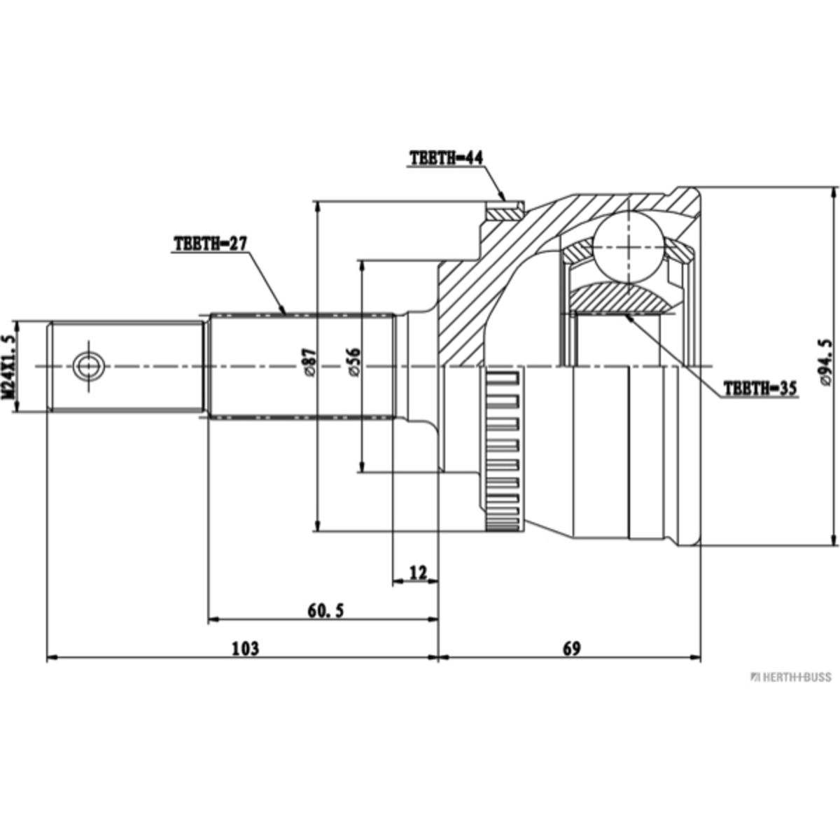 Przegub napedowy zewnetrzny L/P NISSAN PRIMERA 1.9D 08.02-J2821156 ...