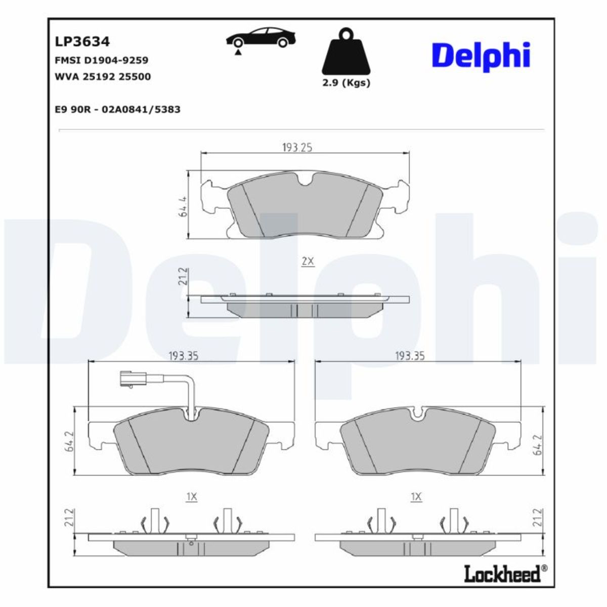 Bremsbelagsatz, Scheibenbremse Semi-Metallic LP3634 DELPHI für MASERATI - Bild 7