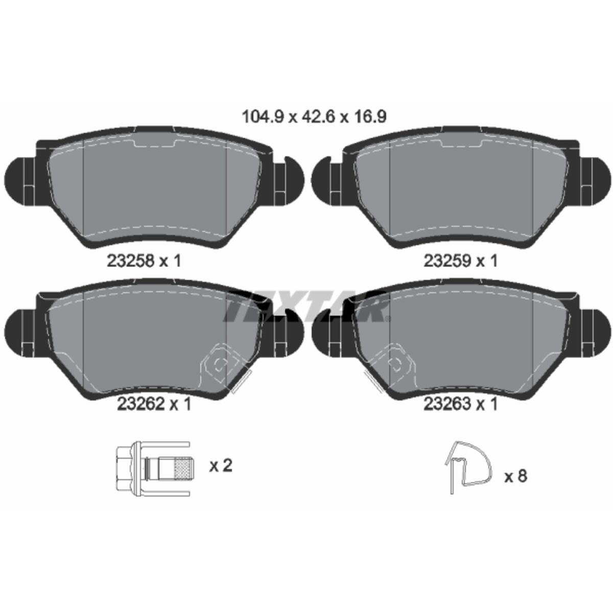 Bremsbelagsatz TEXTAR 2325803, Hinten
