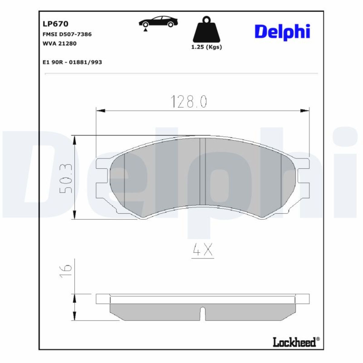 Delphi Bremsbelagsatz Lp670, Vorne