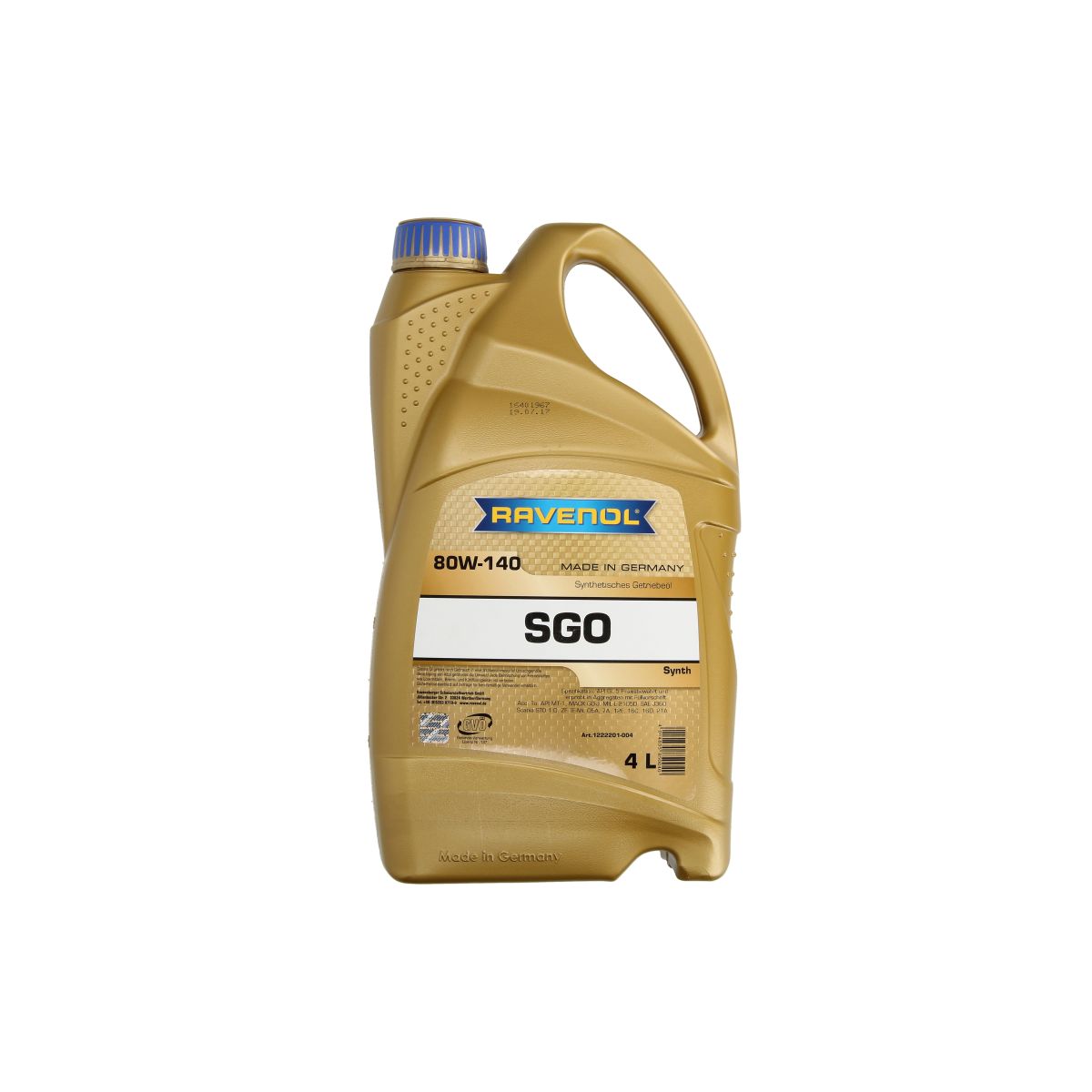 Huile de transmission RAVENOL 1222201 SGO 80W140 GL-5 4L