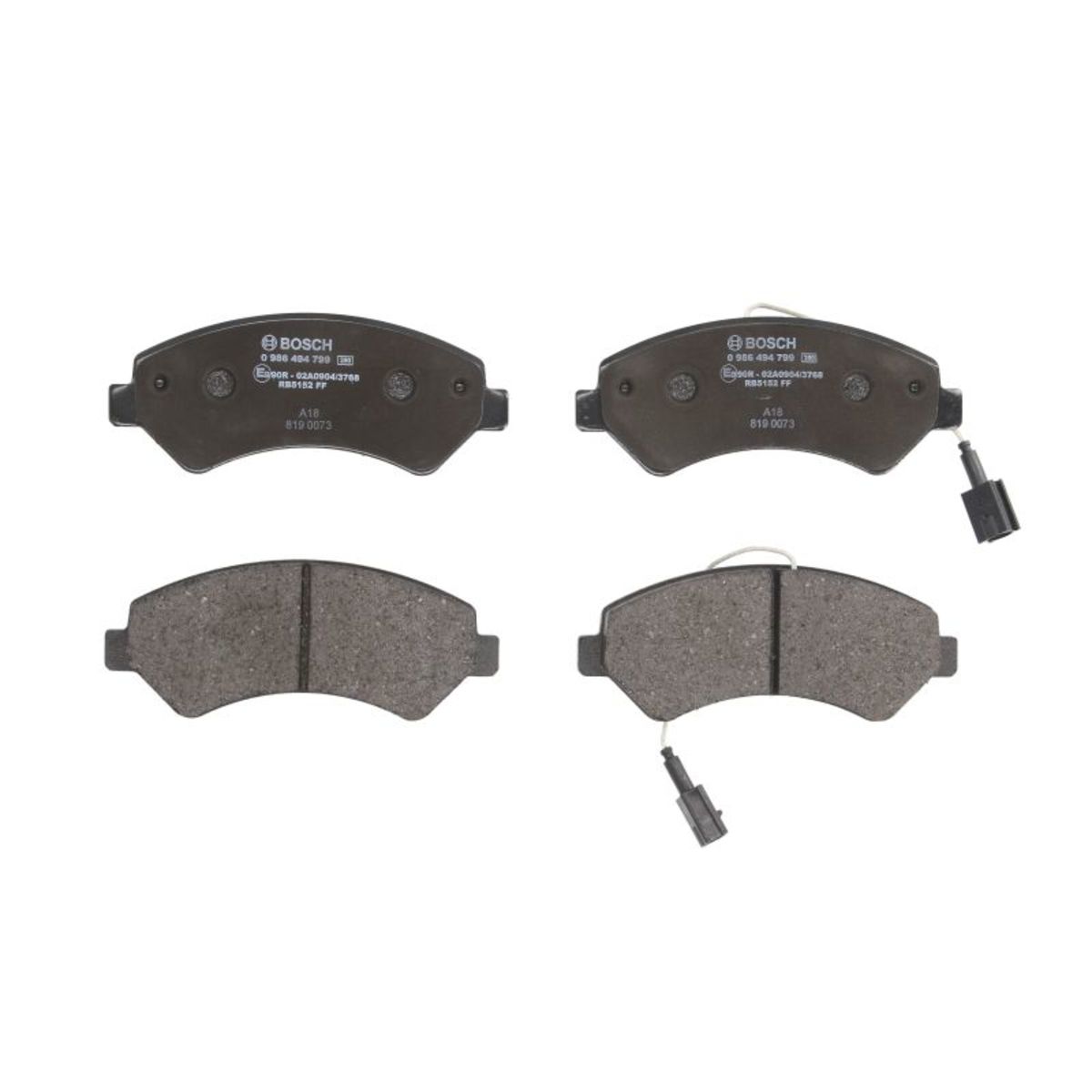 BOSCH 0 986 494 799 Kit pastiglie freno Assale anteriore, con sensore usura integrato, con accessori, con lamierino anticigolío - Immagine 7