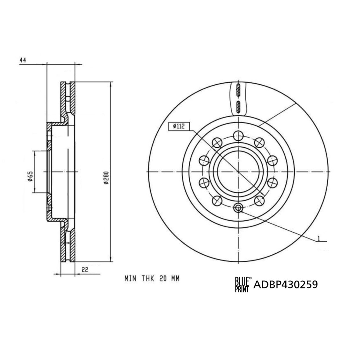 Blue Print Remschijf Adbp430259, 1 Stuk