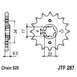 Kettenrad hinten JT JTF287,13