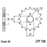 Couronne moto arrière JT JTF726,15