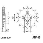 Kettenrad hinten JT JTF431,14