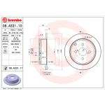 Jarrulevy BREMBO 08A33111 takana, täysi, 1 kpl