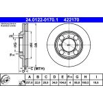 Disque de frein ATE 24.0122-0170.1 avant, ventilé, 1 pièce