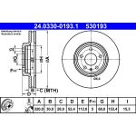 Tarcza hamulcowa Power Disc ATE 24.0330-0193.1; AUDI A4, A5, Q5 1.8TFSI-4.2 06.07-