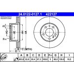 Disque de frein ATE 24.0122-0127.1 avant, ventilé, 1 pièce