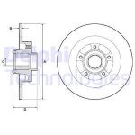 Bremsscheibe DELPHI BG9134RS hinten, voll, 1 Stück