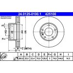 Disco de freno ATE 24.0125-0100.1 frente, ventilado, altamente carbonizado, 1 pieza