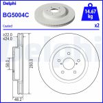 Disque de frein DELPHI BG5004C avant, ventilé, 2 Stück