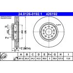 Disco de freno ATE 24.0126-0192.1 frente, ventilado, 1 pieza