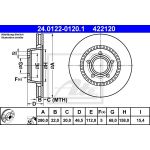 Disque de frein ATE 24.0122-0120.1 avant, ventilé, hautement carbonisé, 1 pièce