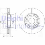 Remschijven DELPHI BG4251C voorkant, geventileerd, 2 Stuk