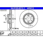 Disco de freno ATE 24.0125-0213.1 frente, ventilado, altamente carbonizado, 1 pieza
