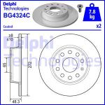 Bremsscheiben DELPHI BG4324C hinten, voll, 2 Stück