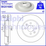Disco de freno DELPHI BG5168C volver, completo, 1 pieza