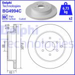 Jarrulevy DELPHI BG4994C takana, tuuletettu, täysi, 2 kpl