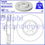 Disco de freno DELPHI BG9353C frente, ventilado, altamente carbonizado, 1 pieza