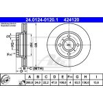 Disque de frein ATE 24.0124-0120.1 avant, ventilé, 1 pièce