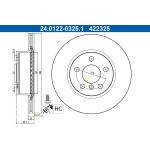Disco freno ATE 24.0122-0325.1, 1 Pezzo