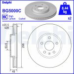 Disque de frein DELPHI BG5000C avant, ventilé, à haute teneur en carbone, 2 pièce