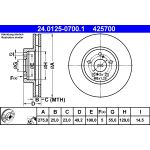 Disco de freno ATE 24.0125-0700.1 frente, ventilado, 1 pieza