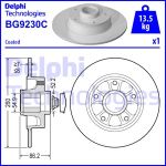 Bremsscheibe DELPHI BG9230RSC hinten, voll, 1 Stück