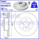 Disco de freno DELPHI BG5097C frente, ventilado, altamente carbonizado, 1 pieza