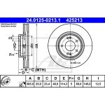 Disque de frein ATE 24.0125-0213.1 avant, ventilé, hautement carbonisé, 1 pièce