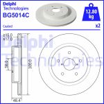 Bremsscheiben DELPHI BG5014C hinten, belüftet, voll, 2 Stück