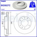 Disque de frein DELPHI BG5027C avant, ventilé, 2 Stück