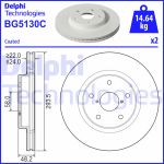 Disco de freno DELPHI BG5130C frente, ventilado, 1 pieza