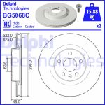 Disco freno DELPHI BG5068C fronte, ventilato, altamente carbonizzato, 2 pezzo