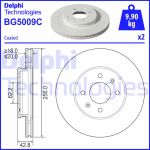 Jarrulevy DELPHI BG5009C edessä, tuuletettu, 2 kpl