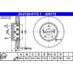 Disco de freno ATE 24.0126-0172.1 frente, ventilado, 1 pieza