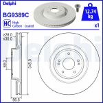 Disque de frein DELPHI BG9389C avant, ventilé, à haute teneur en carbone, 1 pièce