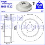 Disco de freno DELPHI BG5172C volver, ventilado, 1 pieza