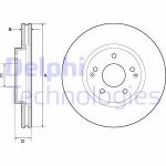 Discos de freno DELPHI BG4809C delantero, ventilado , 2 Pieza