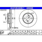 Disco de freno ATE 24.0120-0248.1 frente, ventilado, 1 pieza