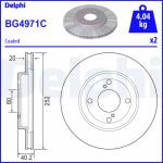 Disque de frein DELPHI BG4971C avant, ventilé, 2 Stück