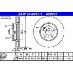 Disco de freno ATE 24.0128-0297.1 frente, ventilado, altamente carbonizado, 1 pieza
