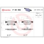 Bromsbeläggssats BREMBO P 59 092, fram
